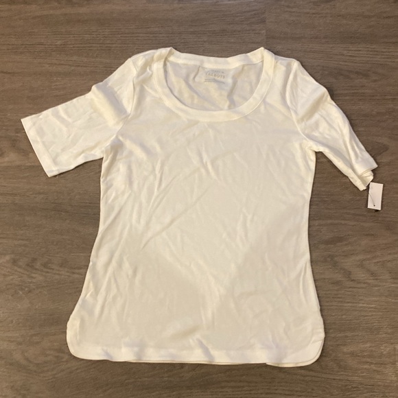 TALBOTS WOMENS SCOOP NECK CURVED HEM TEE - Picture 6 of 6